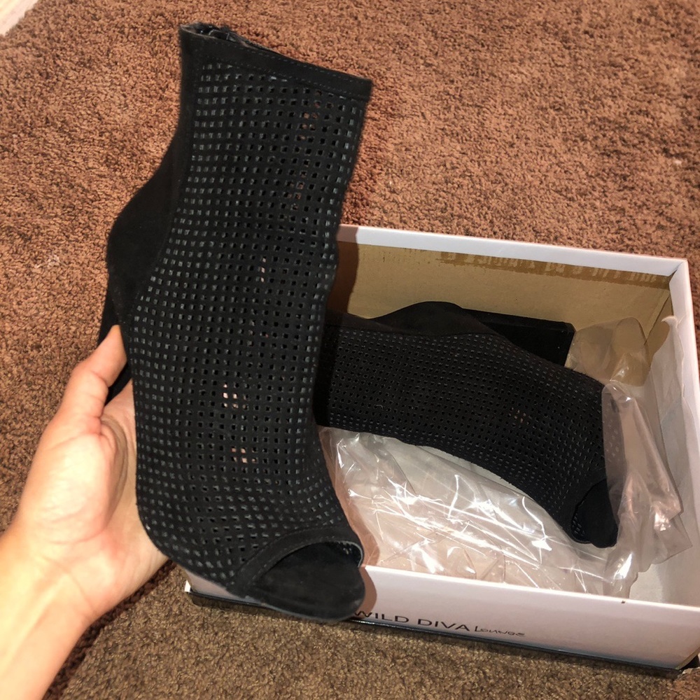 Black Open Toe Booties - image 1